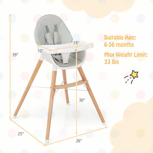 Baby High Chair with Dishwasher Safe Tray-Beige W2B