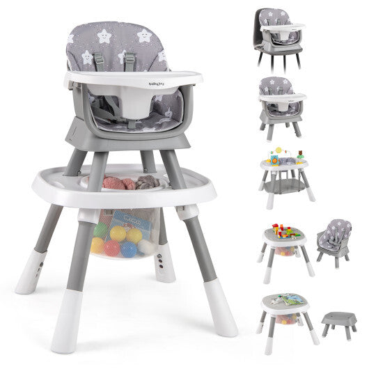 16-in-1 Baby High Chair with Activity Center and Booster Seat for Babies and Toddlers-Grey W2B