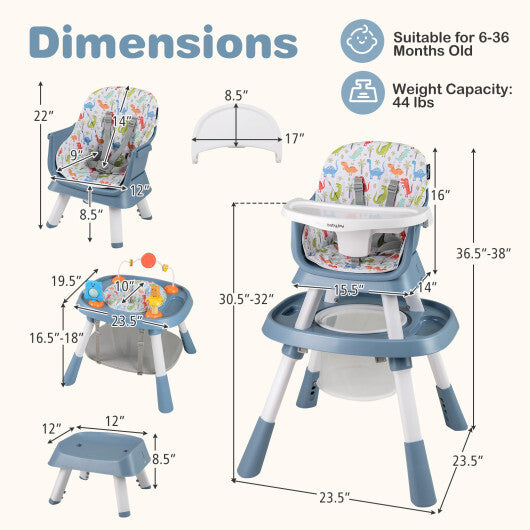 16-in-1 Baby High Chair with Activity Center and Booster Seat for Babies and Toddlers-Celadon - Color: Green W2B