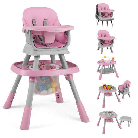 16-in-1 Baby High Chair with Activity Center and Booster Seat for Babies and Toddlers-Pink - Color: Pink W2B