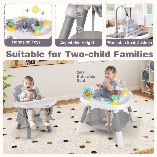 16-in-1 Baby High Chair with Activity Center and Booster Seat for Babies and Toddlers-Grey W2B