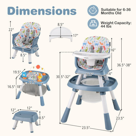 16-in-1 Baby High Chair with Activity Center and Booster Seat for Babies and Toddlers-Grey W2B