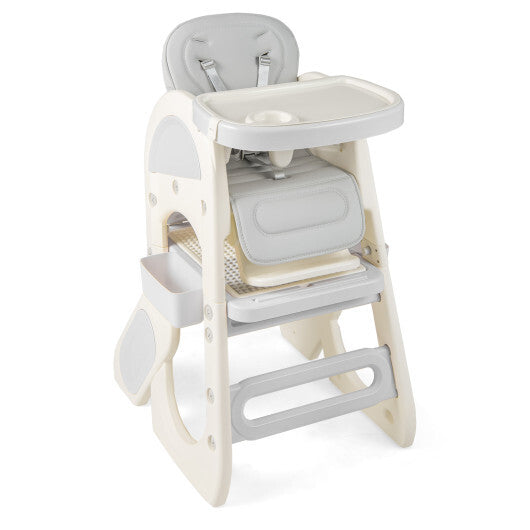Convertible Baby High Chair with Double-layer Tray and Adjustable Backrest-Pink W2B