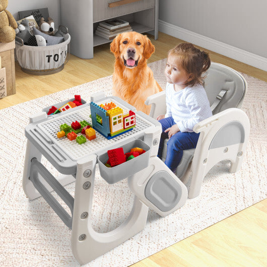 Convertible Baby High Chair with Double-layer Tray and Adjustable Backrest-Pink W2B
