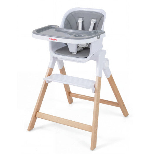 4-in-1 Convertible Baby High Chair with Detachable and Adjustable Tray-Beige W2B