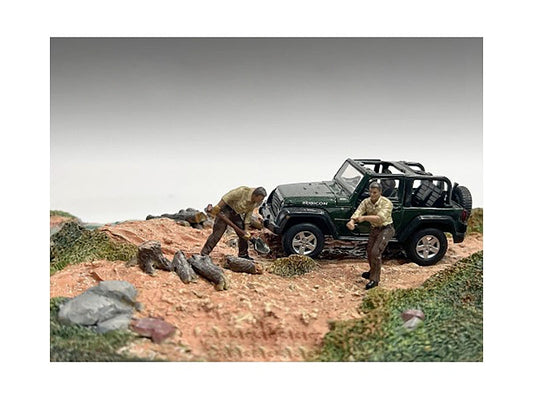 "4X4 Mechanics" 2 Piece Diecast Figure Set 2 for 1/43 Scale Models by American Diorama W2B