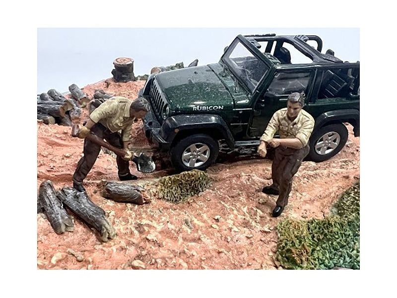 "4X4 Mechanics" 2 Piece Diecast Figure Set 2 for 1/43 Scale Models by American Diorama W2B
