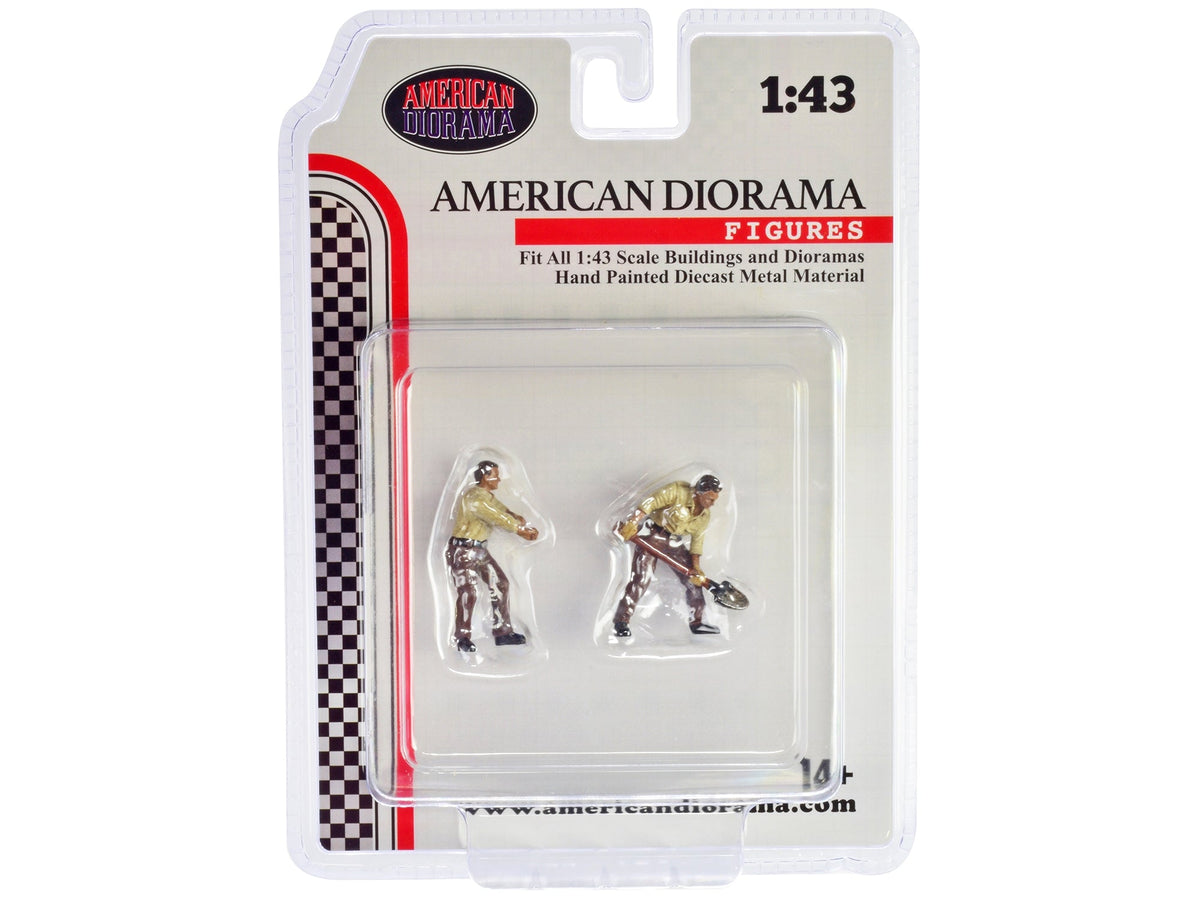 "4X4 Mechanics" 2 Piece Diecast Figure Set 2 for 1/43 Scale Models by American Diorama W2B