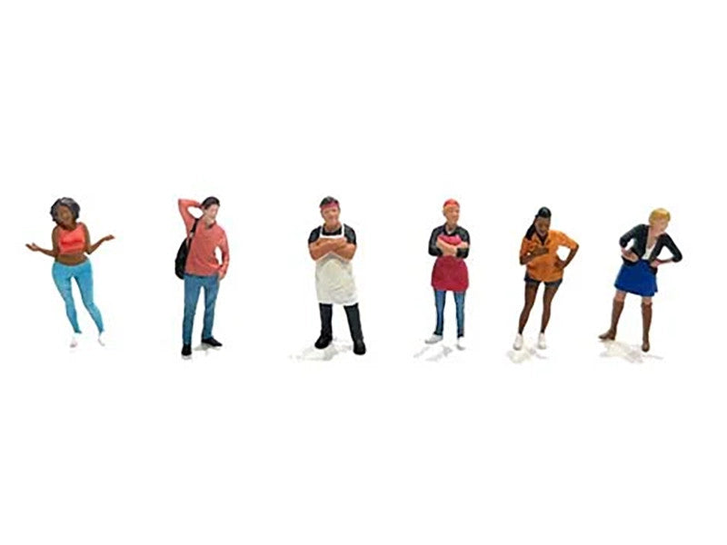 "Foodies" 6 piece Diecast Figure Set (6 Figures) Limited Edition for 1/64 Scale Models by American Diorama American Diorama