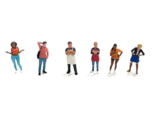 "Foodies" 6 piece Diecast Figure Set (6 Figures) Limited Edition for 1/64 Scale Models by American Diorama American Diorama