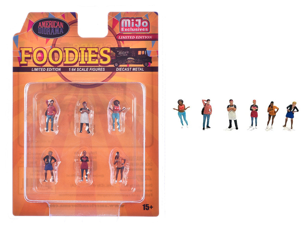 "Foodies" 6 piece Diecast Figure Set (6 Figures) Limited Edition for 1/64 Scale Models by American Diorama American Diorama