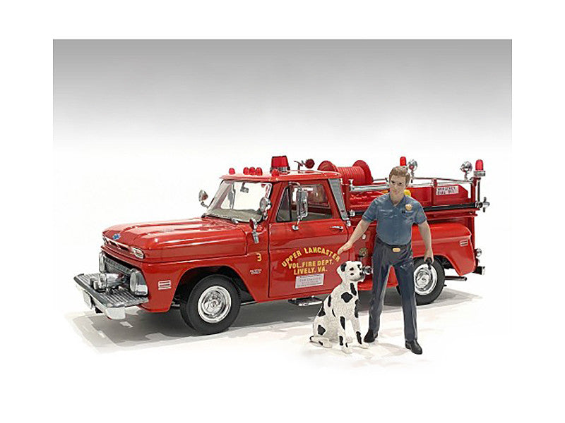 "Firefighters" 6 piece Figure Set (4 Males 1 Dog 1 Accessory) for 1/18 Scale Models by American Diorama-3