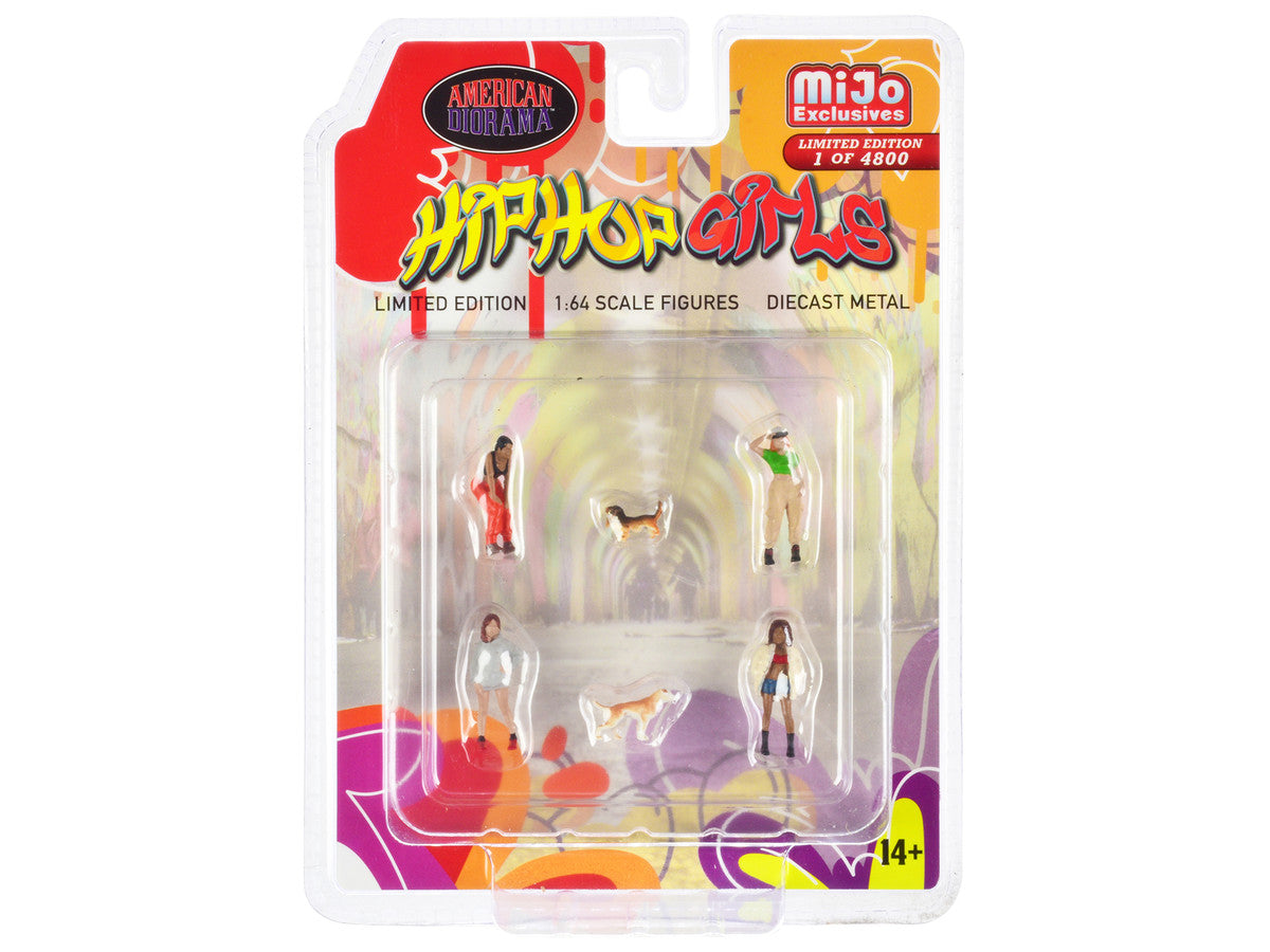 "Hip Hop Girls" 6 piece Diecast Set (4 Women 2 Dog Figures) Limited Edition to 4800 pieces Worldwide 1/64 Scale Models by American Diorama American Diorama
