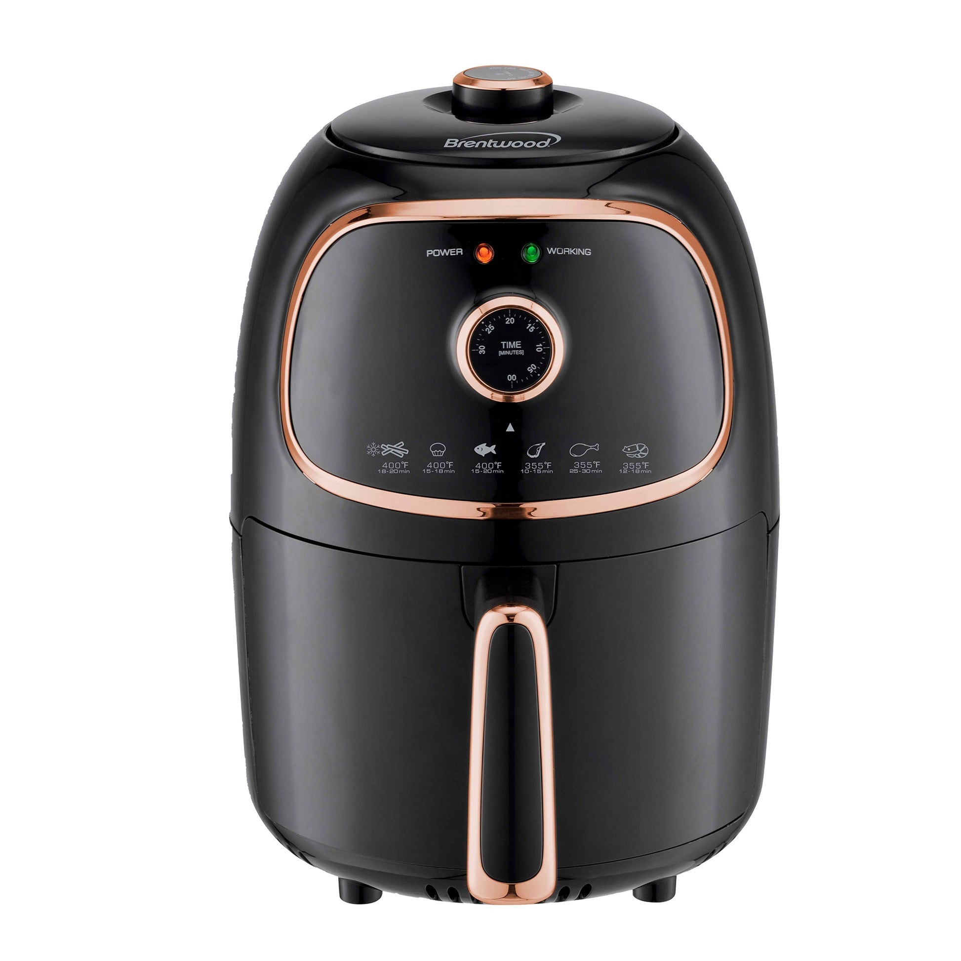 Brentwood AF-202BK 2 Quart Small Electric Air Fryer Copper with Timer and Temp Control W2B