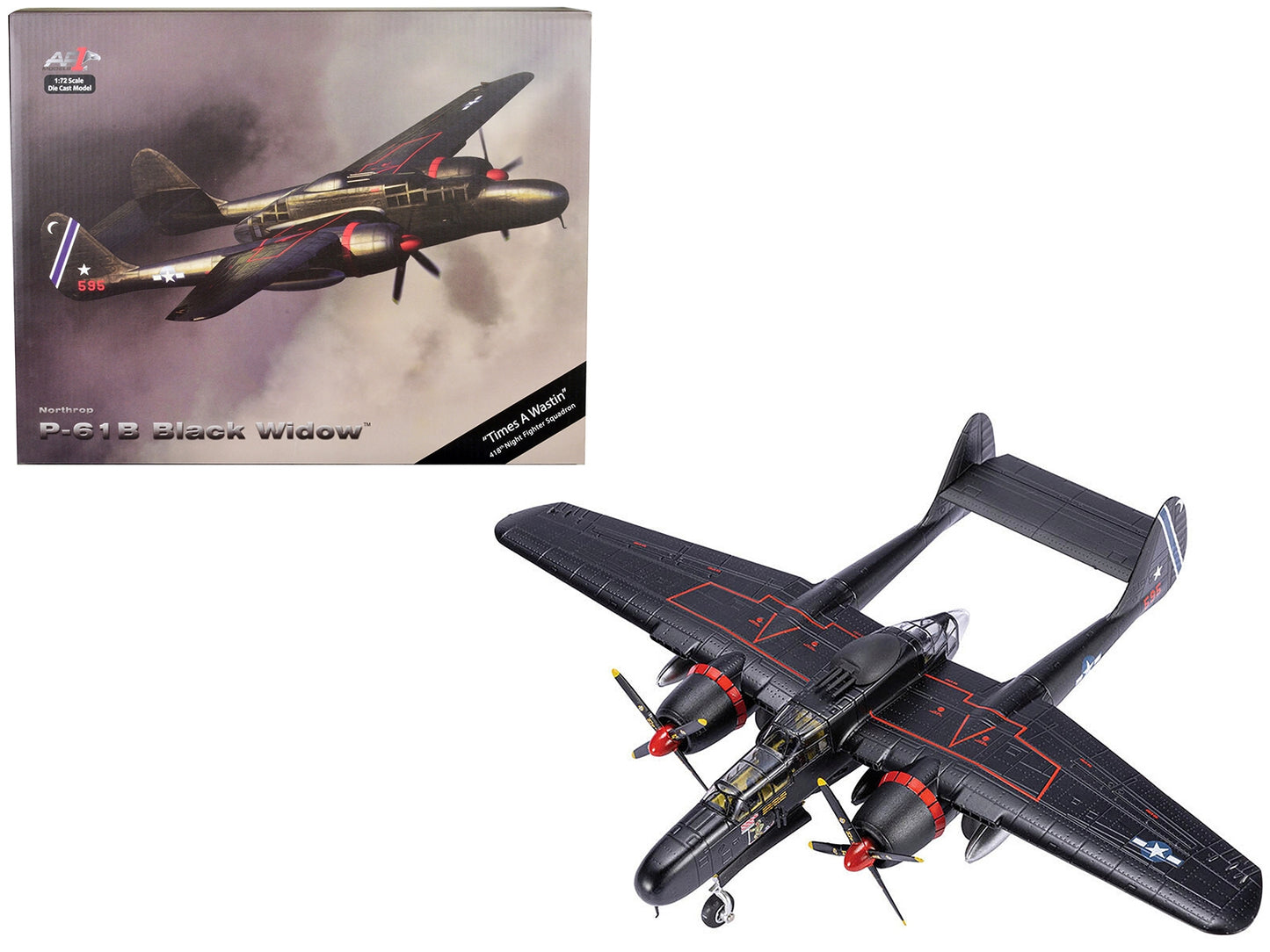 Northrop P-61B Black Widow Fighter Aircraft "Times a Wastin' 418th Night Fighter Squadron" United States Army Air Forces 1/72 Diecast Model by Air Force 1