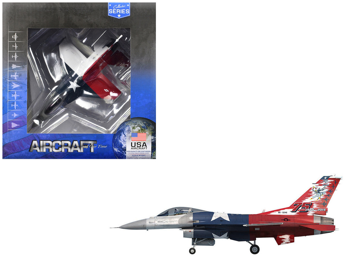 Lockheed F-16C Fighting Falcon Fighter Aircraft "301st FW 457th FS Spads 75th Anniversary" (2019) United States Air Force "Collector Series" 1/100 Diecast Model by Air Force 1 Air Force 1