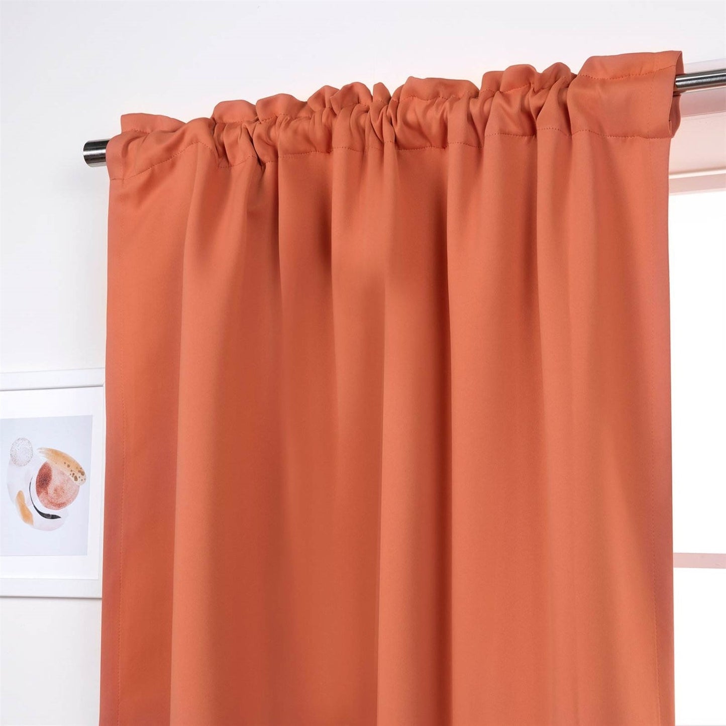 52 x 84 inch Solid Orange Apricot Thermal Blackout Curtain Panels - Set of 2 FastFurnishings