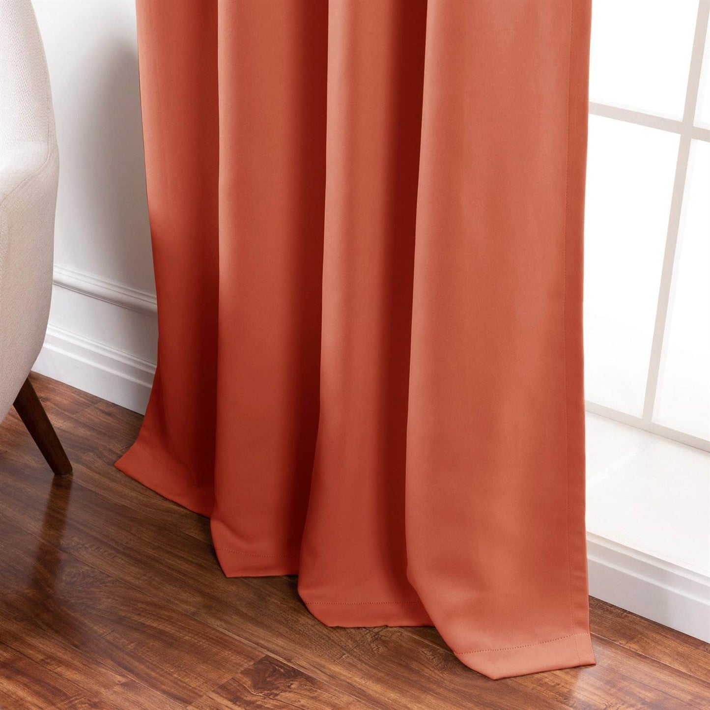 52 x 84 inch Solid Orange Apricot Thermal Blackout Curtain Panels - Set of 2 FastFurnishings