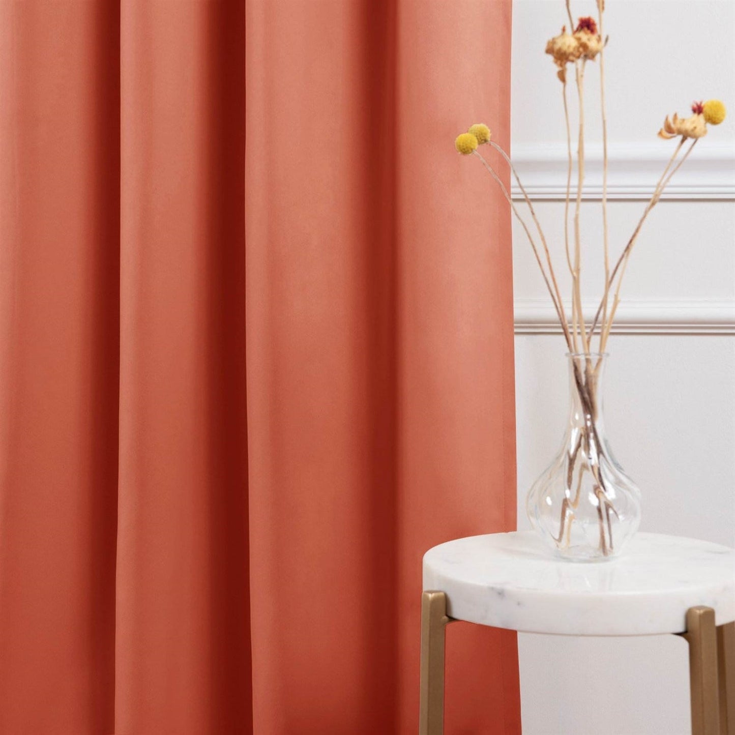 52 x 84 inch Solid Orange Apricot Thermal Blackout Curtain Panels - Set of 2 FastFurnishings