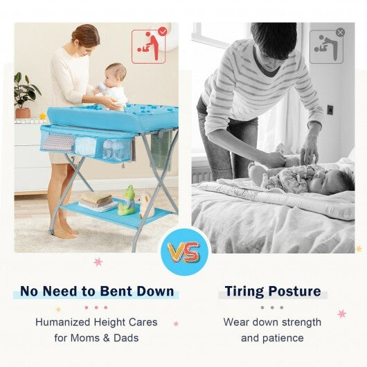 Baby Changing Table with Safety Belt and 4-side Defence-Gray