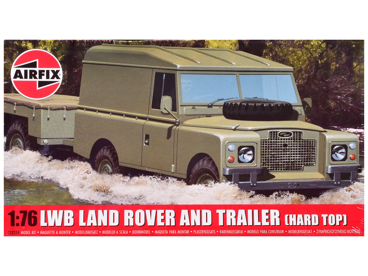 Level 2 Model Kit Land Rover LWB (Hard Top) Truck and Trailer with 2 Scheme Options 1/76 Scale Plastic Model Kit by Airfix Airfix