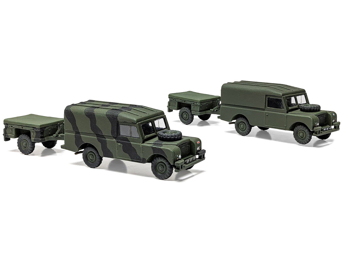 Level 2 Model Kit Land Rover LWB (Hard Top) Truck and Trailer with 2 Scheme Options 1/76 Scale Plastic Model Kit by Airfix Airfix