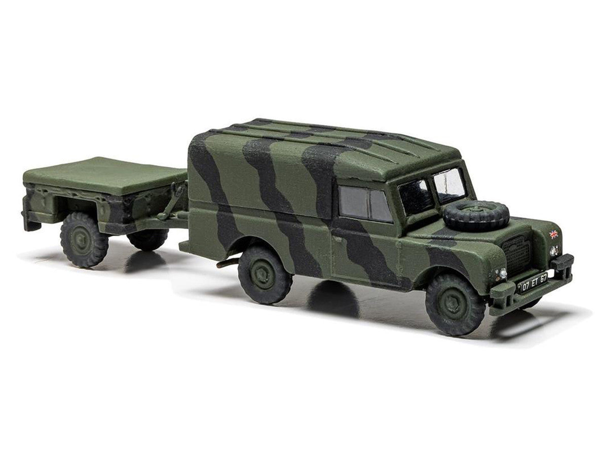 Level 2 Model Kit Land Rover LWB (Hard Top) Truck and Trailer with 2 Scheme Options 1/76 Scale Plastic Model Kit by Airfix Airfix