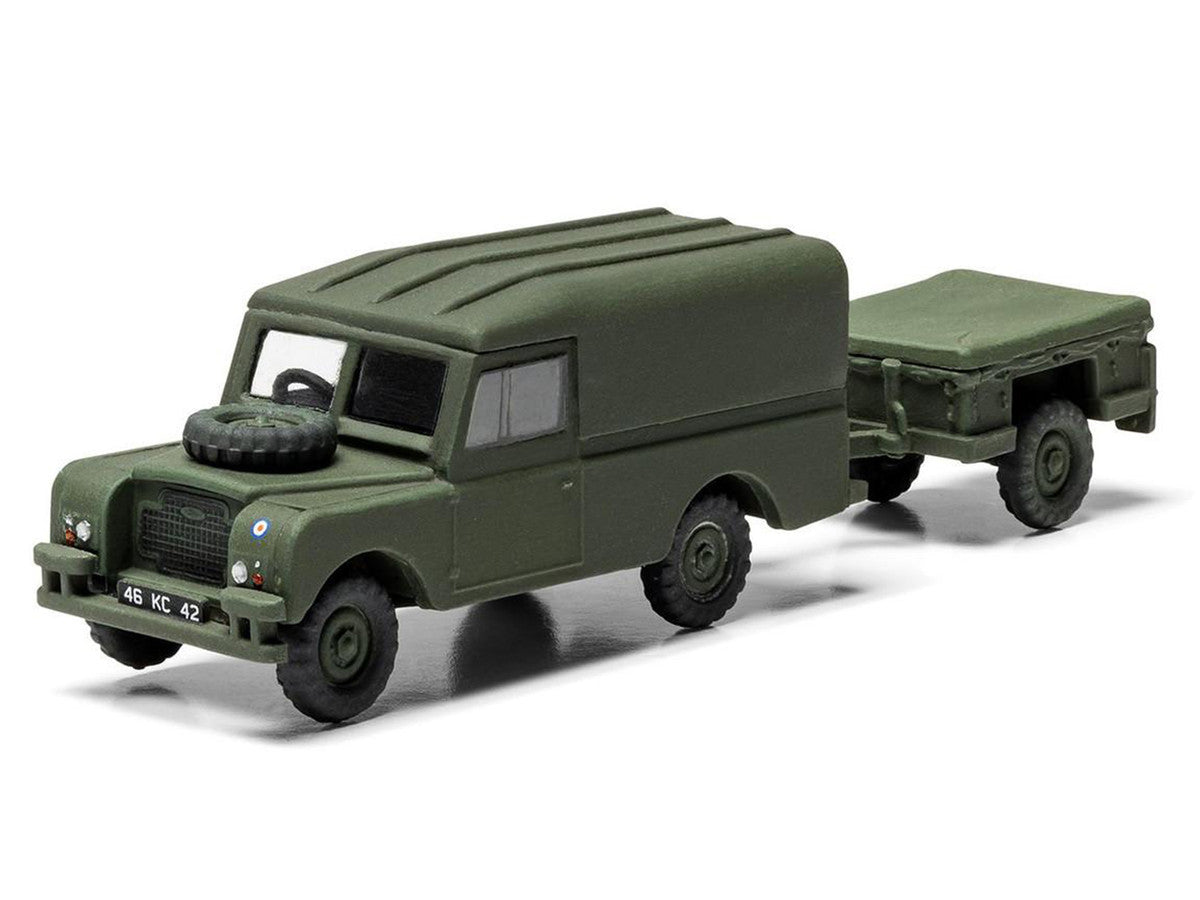Level 2 Model Kit Land Rover LWB (Hard Top) Truck and Trailer with 2 Scheme Options 1/76 Scale Plastic Model Kit by Airfix Airfix