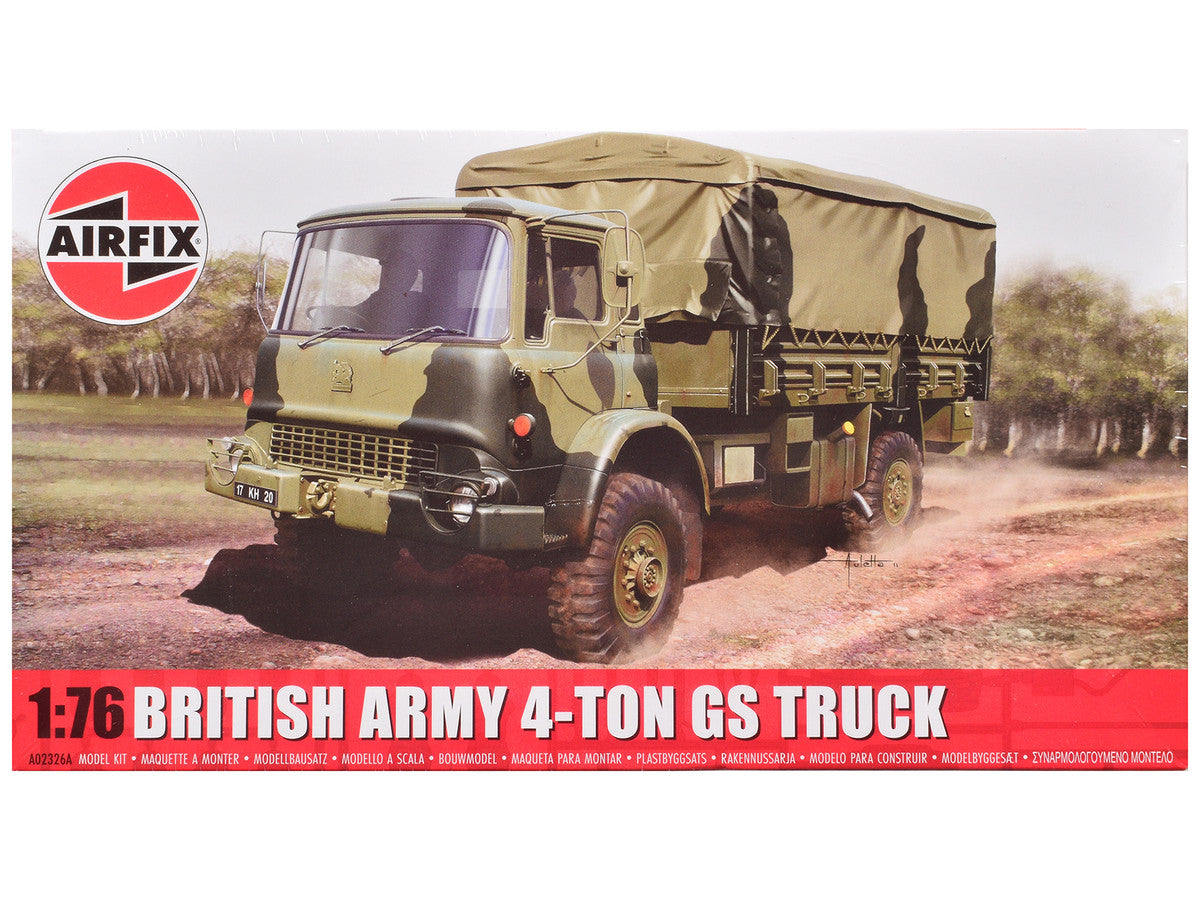 Level 1 Model Kit British Army 4-ton 4x4 GS Truck with 3 Scheme Options 1/76 Scale Plastic Model Kit by Airfix Airfix