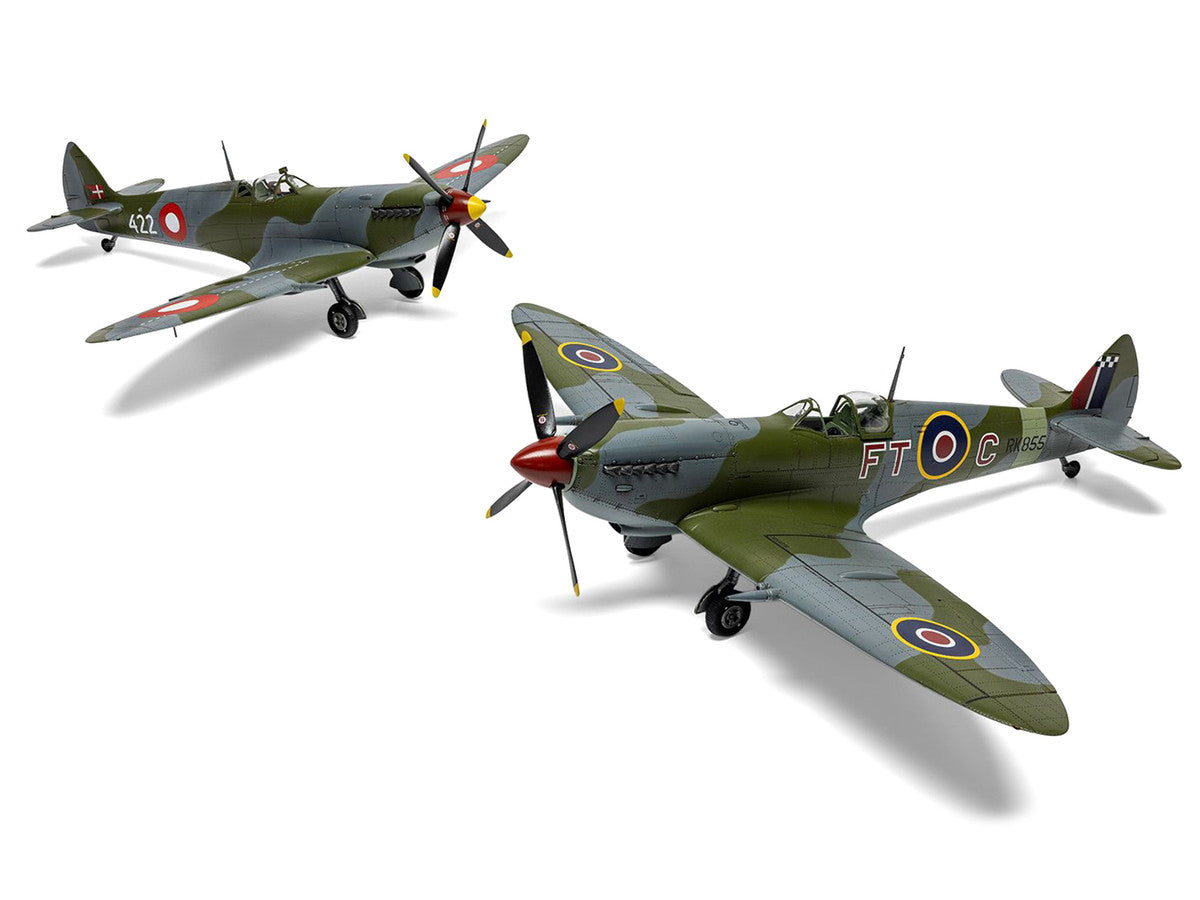 Level 2 Model Kit Supermarine Spitfire Mk.IXe Fighter Aircraft with 3 Scheme Options 1/48 Plastic Model Kit by Airfix Airfix