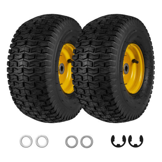 15 x 6.00-6 Tubeless Tires and Wheels 2 Pack 4 PR Tires-Yellow W2B