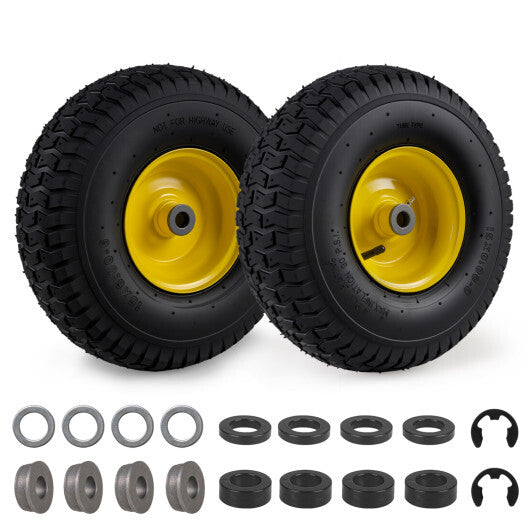 15 x 6.00-6 Tube-type Tires & Wheels 2 Pack 4 PR Tires-Yellow W2B