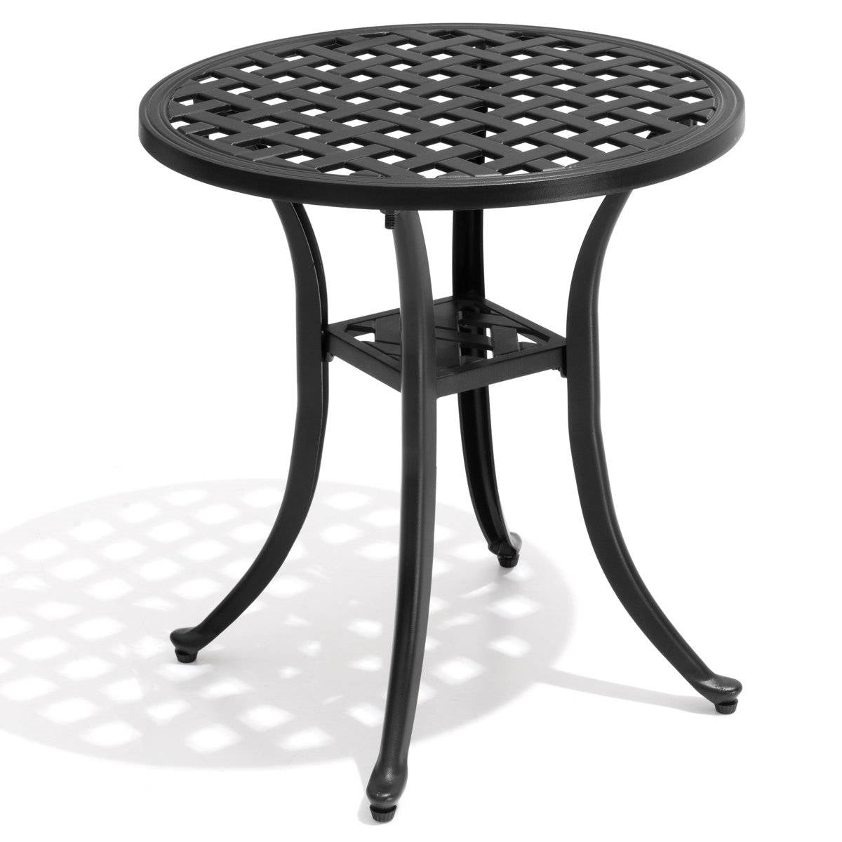 Round Weather Resistant Black Powder Coated Aluminum Outdoor Patio Bistro Table FastFurnishings