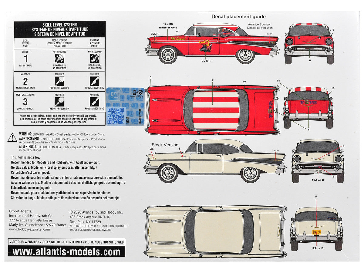 Skill 3 Model Kit 1957 Chevrolet Bel Air Hardtop 1/25 Scale Model by Atlantis Atlantis