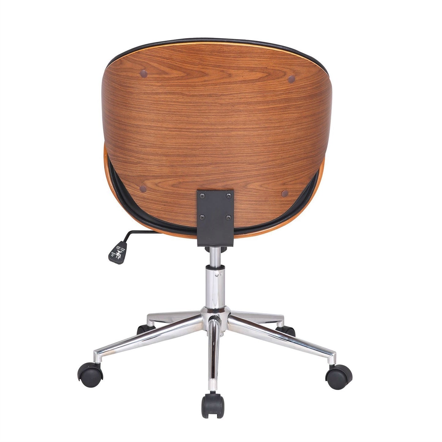 Modern Classic Walnut / Black Faux Leather Office Chair with Curved Seat-2