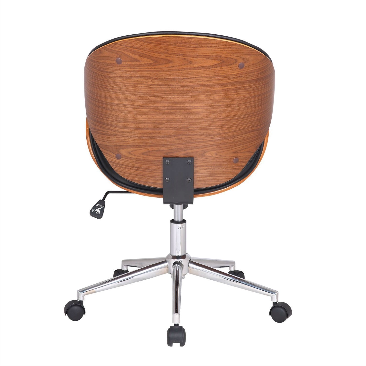 Modern Classic Walnut / Black Faux Leather Office Chair with Curved Seat-2