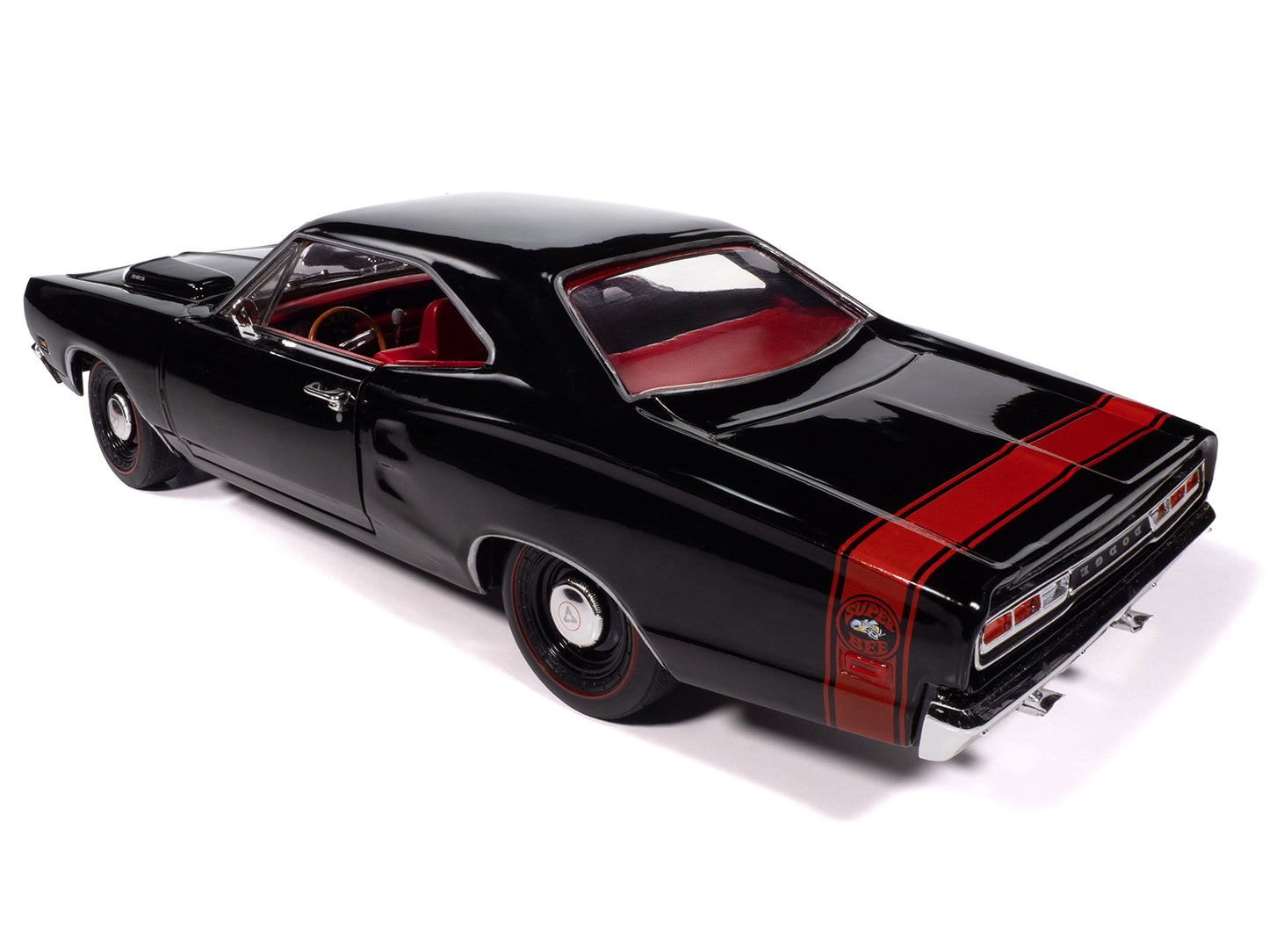 1969 Dodge Coronet Super Bee "Muscle Car & Corvette Nationals" (MCACN) Black with Red Interior "American Muscle" Series 1/18 Diecast Model Car by Auto World