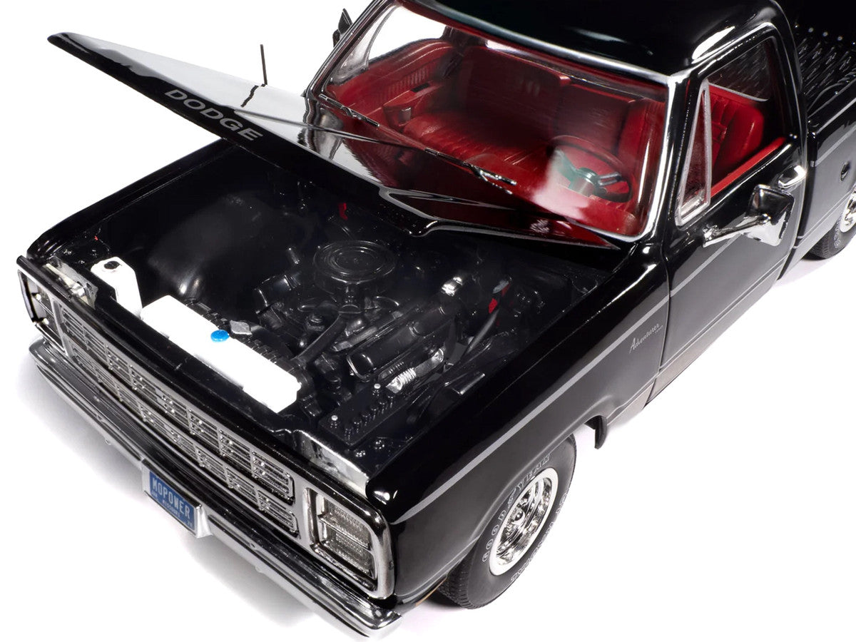 1979 Dodge Adventurer Sweptline Pickup Truck Black with Red Interior "American Muscle" Series 1/18 Diecast Model Car by Auto World-2