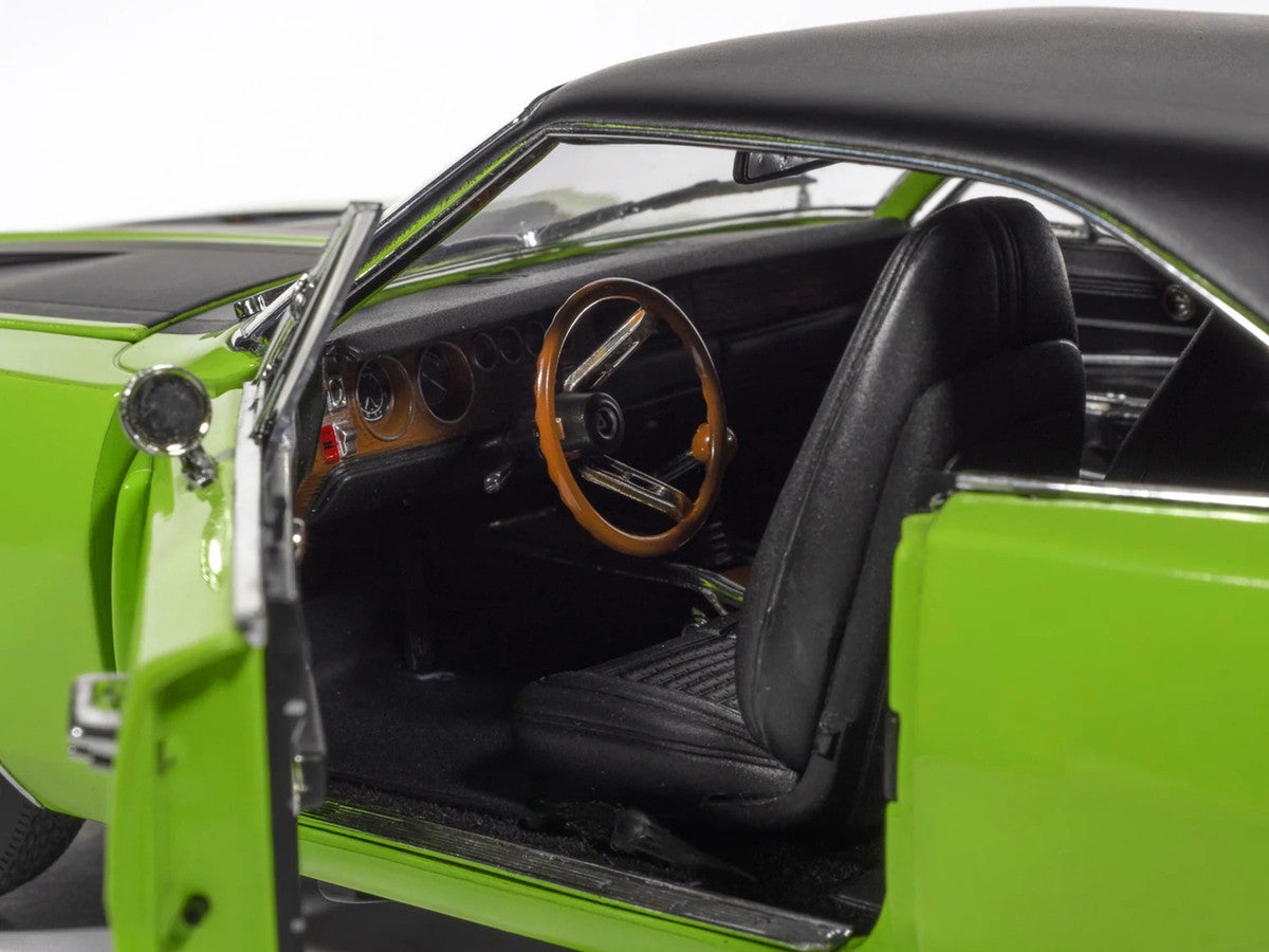 1970 Dodge Charger R/T "Muscle Car & Corvette Nationals" (MCACN) Sublime Green with Black Stripes and Black Vinyl Top "American Muscle" Series 1/18 Diecast Model Car by Auto World Autoworld