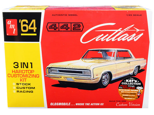 Skill 2 Model Kit 1964 Oldsmobile Cutlass 442 Hardtop 3-in-1 Kit 1/25 Scale Model by AMT AMT