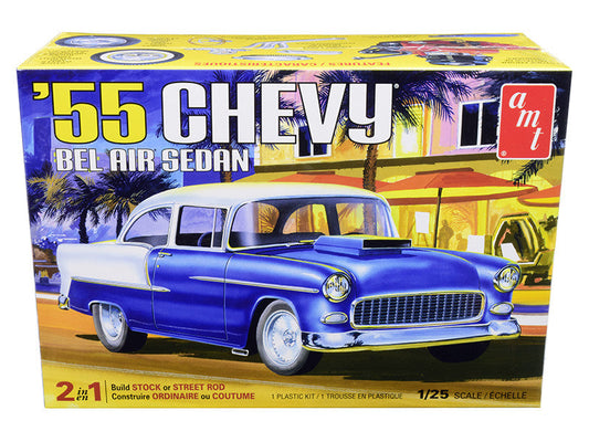 Skill 2 Model Kit 1955 Chevrolet Bel Air Sedan 2-in-1 Kit 1/25 Scale Model by AMT AMT