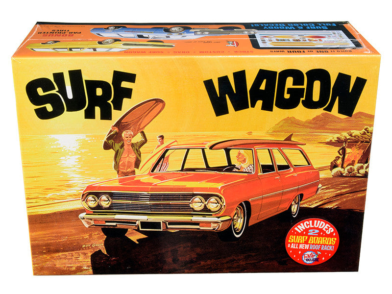 Skill 2 Model Kit 1965 Chevrolet Chevelle "Surf Wagon" with Two Surf Boards 4 in 1 Kit 1/25 Scale Model by AMT AMT