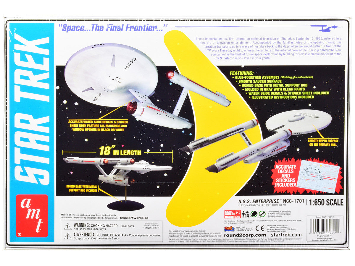 Skill 2 Model Kit U.S.S. Enterprise NCC-1701 Space Ship "Star Trek" 1/650 Scale Model by AMT AMT