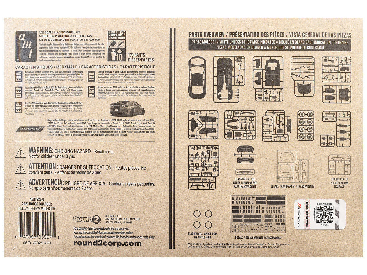 Skill 2 Model Kit 2021 Dodge Charger Hellcat Redeye Widebody 1/25 Scale Model by AMT AMT