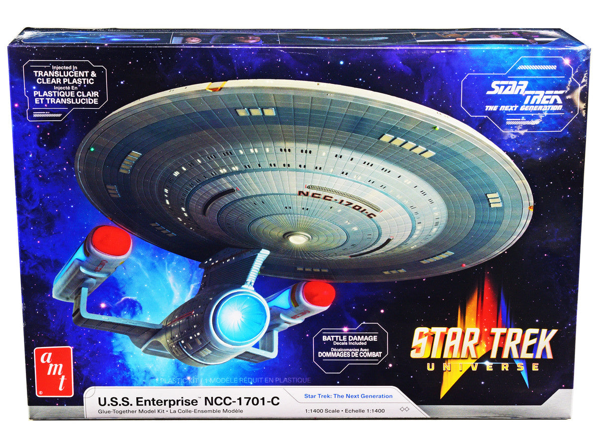 Skill 2 Model Kit U.S.S. Enterprise NCC-1701-C Space Ship "Star Trek: The Next Generation" (1987) TV Series 1/1400 Scale Model by AMT AMT