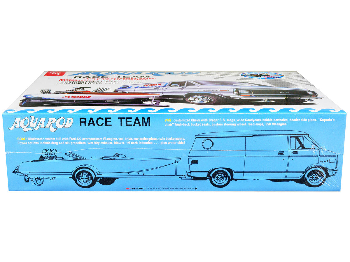 Skill 2 Model Kit Chevrolet Custom Van with Drag/Ski Boat and Trailer "Aqua Rod Race Team" 1/25 Scale Model by AMT AMT