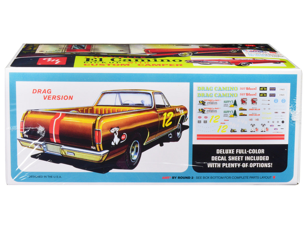 Skill 2 Model Kit 1965 Chevrolet El Camino with Camper 3-in-1 Kit 1/25 Scale Model by AMT AMT