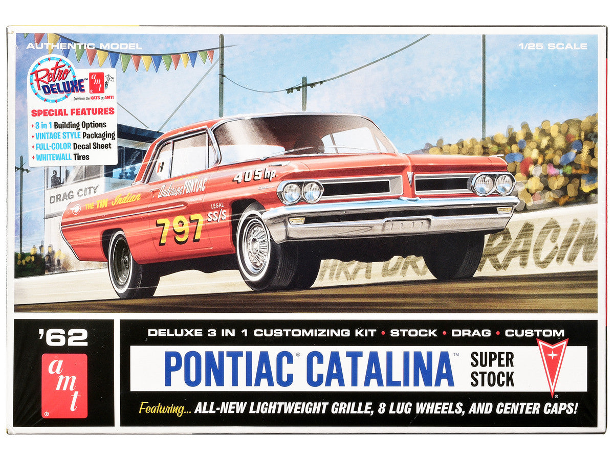 Skill 2 Model Kit 1962 Pontiac Catalina Super Stock 3-in-1 Kit 1/25 Scale Model by AMT AMT