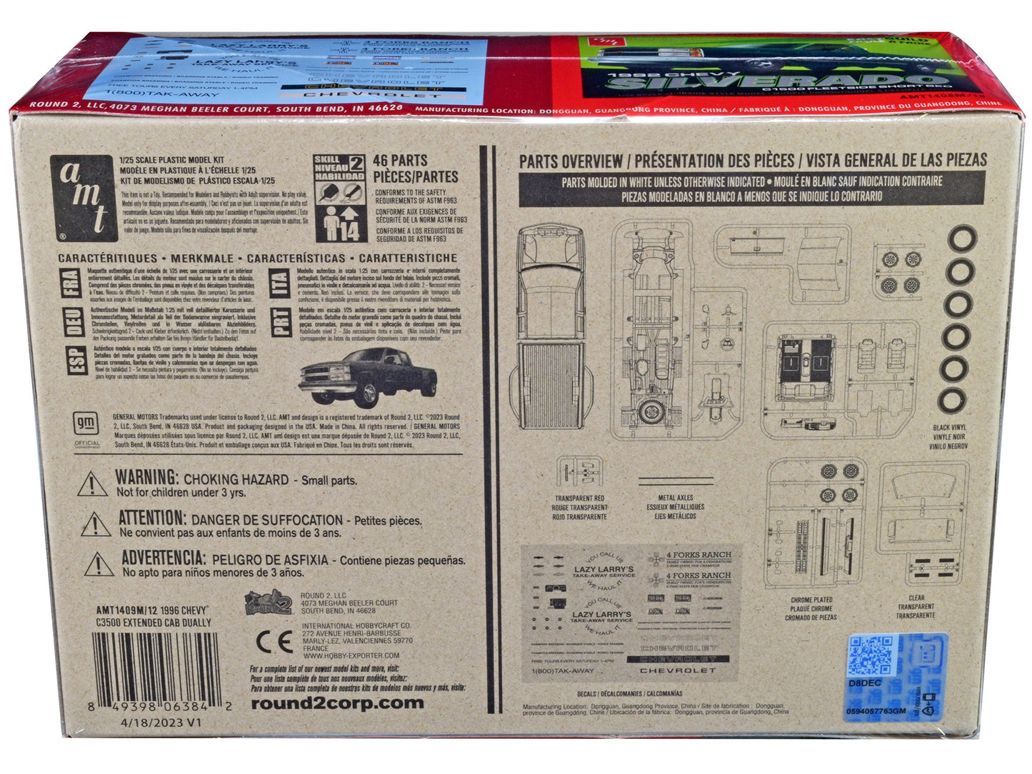 Skill 2 Model Kit 1996 Chevrolet C3500 Extended Cab Dually Pickup Truck "Easy Build" 1/25 Scale Model by AMT