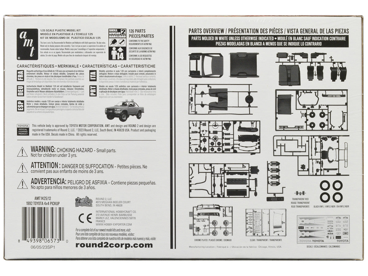 Skill 2 Model Kit 1992 Toyota 4x4 Pickup Truck (2023) 1/20 Scale Model by AMT-3